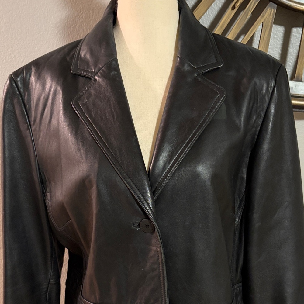 NINE WEST Black Leather Women's Jacket - Picture 2 of 13